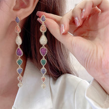 Load image into Gallery viewer, Jewelblings Luxury Entry Look Extra Long Colored Tears Tassel Drop Earrings
