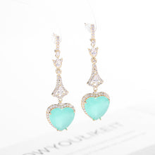 Load image into Gallery viewer, Jewelblings Vintage Inspiration Long Studded Faceted Cut Yellow Heart Drop Earrings for Lover Spouse Wife Jewelry
