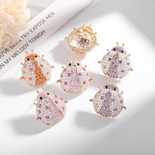 Load image into Gallery viewer, Jewelblings Exquisite Cute Orange Pink Purple Stone Dotted Ladybug Earrings Insect Jewelry
