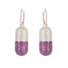 Load image into Gallery viewer, Jewelblings Pharmaceutical Inspiration Full Pave CZ Capsule Clip Earrings Creative Jewelry
