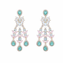 Load image into Gallery viewer, Jewelblings Luxury Vintage Long Flowers Trio Teardrop Earrings Chandelier Style Jewelry
