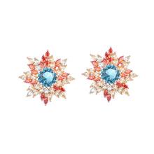 Load image into Gallery viewer, Jewelblings Fancy Style Burst Style Eight Point Pink Purple Round Flower Stud Earrings for Holiday Jewelry
