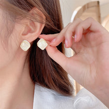 Load image into Gallery viewer, Jewelblings Geometrical Fashion Tinny Clear CZ Hemmed Imitated Jade Square Stud Earrings Causal Wear Accessory
