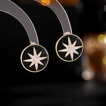 Load image into Gallery viewer, Jewelblings Chic Modern Fashion Black Enamel Round Background Golden Moravian Star Stud Earrings Simplistic Jewelry
