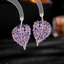 Load image into Gallery viewer, Jewelblings Modern Trendy Round Stones Prong Setting Green Pear Shaped Leaf Drop Earrings Plant Jewelry
