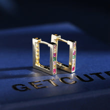 Load image into Gallery viewer, Jewelblings Simpliastic Fashion Colored Stones Pave 3D Square Clip Earrings Office Wear Accessory
