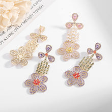 Load image into Gallery viewer, Jewelblings Vintage Chandelier Style Trio Petal Stud and Tassel Flower Drop Earrings Luxury Jewelry
