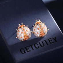 Load image into Gallery viewer, Jewelblings Exquisite Cute Orange Pink Purple Stone Dotted Ladybug Earrings Insect Jewelry
