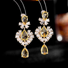 Load image into Gallery viewer, Jewelblings Delicate Trio Tiered Pear Shaped CZ Accent Hot Pink Chandelier Earrings for Theme Party
