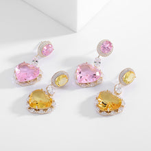 Load image into Gallery viewer, Jewelblings Romance Oval Stone and Heart Shaped Drop Earrings for Girls Date Accessory
