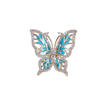 Load image into Gallery viewer, Jewelblings Stunning Tinny Clear CZ Hemmed Blue Enamel Butterfly Collar Pin Lapel Pin Jewelry for Women Accessory
