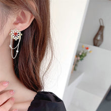 Load image into Gallery viewer, Jewelblings Fantasy Opens Mini Pearls Accent Heart Domed Square Flower Link Chain Tassel Drop Earrings Fairy Style Jewelry
