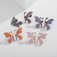 Load image into Gallery viewer, Jewelblings Vivid Micro Pave CZ Orange Profile Butterfly Stud Earrings for Women Insect Costume Accessory
