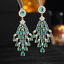 Load image into Gallery viewer, Jewelblings Luxury Oval Tear Accent Rhombus Shaped Tassel Earrings High Fashion Accessory
