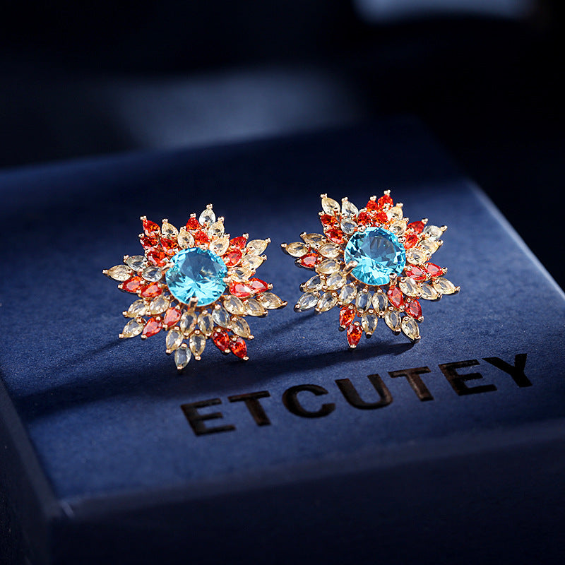 Jewelblings Fancy Style Burst Style Eight Point Pink Purple Round Flower Stud Earrings for Holiday Jewelry