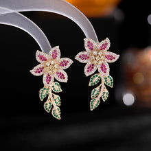 Load image into Gallery viewer, Jewelblings Nature Vintage Vine Leaf Purple Flower Earrings Goth Costume Dressy Accessory
