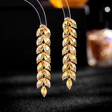Load image into Gallery viewer, Jewelblings Elegant Long Marquise Shaped Leaf Tassel Earrings Dinner Party Accessory
