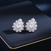Load image into Gallery viewer, Jewelblings Classic Sparkling Trio Halo Pear Cut Yellow Pink Clear Lake Blue Stud Earrings for Small Party Accessory
