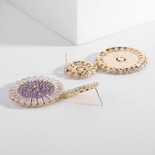 Load image into Gallery viewer, Jewelblings Luxury Baguette Cut and Pave CZ Round Shaped Daisy Flower Drop Earrings Special Gift Jewelry
