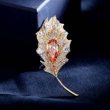 Load image into Gallery viewer, Jewelblings Gorgeous Pear Stone Accent Yellow Green Leaf Brooch Pin
