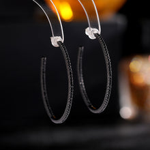 Load image into Gallery viewer, Jewelblings Goth Fashion Black Tone Full Pave Green CZ Hoop Earrings Circle Round Accessory
