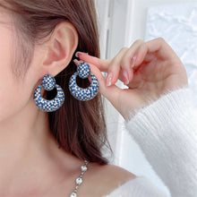 Load image into Gallery viewer, Jewelblings Stunning Opens Statement Clear Light Dark Blue Round Drop Earrings Geometrical Accessory
