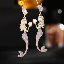 Load image into Gallery viewer, Jewelblings Fairy Tale Style Pearl Deco Blue Mermaid Drop Earrings Vintage Collection
