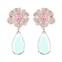Load image into Gallery viewer, Jewelblings Delicate Full Pave CZ Yellow Flower and Teardrop Earrings Banquet Dinner Party Jewelry
