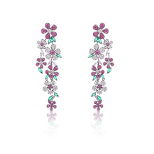 Load image into Gallery viewer, Jewelblings Flourish Luxury Long Clear White Hot Pink Floral Cascading Drop Earrings Formal Event Accessory
