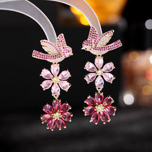 Load image into Gallery viewer, Jewelblings Chic Fashion Trio Tiered Bird Carry Daisy Flowers Drop Earrings Fancy Jewelry
