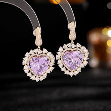 Load image into Gallery viewer, Jewelblings Gorgeous Colored Stones Cluster Clear White Heart Shaped Drop Earrings Date Anniversary Gift Jewelry
