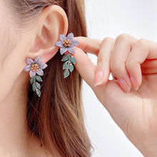 Load image into Gallery viewer, Jewelblings Nature Vintage Vine Leaf Purple Flower Earrings Goth Costume Dressy Accessory
