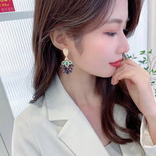 Load image into Gallery viewer, Jewelblings Luxury Cracked CZ Purple Feather Fan Drop Earrings Wedding Event Dinner Accessory

