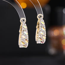 Load image into Gallery viewer, Jewelblings High Fashion Baguette Cut Blue Crystal C Shaped Drop Earrings Vintage Semi-Circle Jewelry
