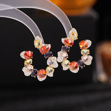 Load image into Gallery viewer, Jewelblings Fancy Look Multi Color Stones U Shaped Earrings Festival Holiday Accessory
