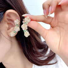 Load image into Gallery viewer, Jewelblings Boho Vintage Style Trio Blue Red Rose Flower Earrings Ear Clip Floral Jewelry
