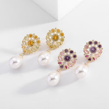 Load image into Gallery viewer, Jewelblings Old European Vintage Inspiration Pear Shaped Flower and Pearl Drop Earrings Formal Event Accessory
