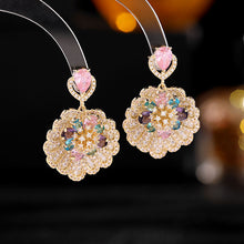 Load image into Gallery viewer, Jewelblings Designer Colored Flower Domed Conch Shell Shaped Drop Earrings French Style Jewelry
