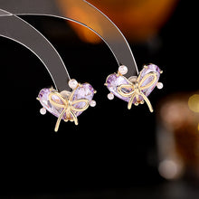 Load image into Gallery viewer, Jewelblings Girly Fashion Mini Pearl Accent Golden Ribbon Domed Love Heart Stud Earrings Sweetness Jewelry
