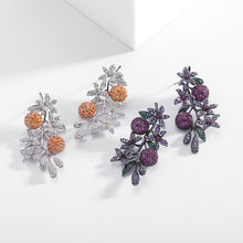 Load image into Gallery viewer, Jewelblings Luxurious Goth Inspiration Black Tone Purple Flower Cherry Earrings for Holiday Party Jewelry
