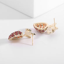 Load image into Gallery viewer, Jewelblings Adorable Enamel Leaf Marquise Shape CZ Carrot Stud Earrings Fruit Jewelry
