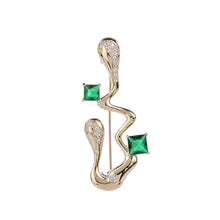 Load image into Gallery viewer, Jewelblings Modern Designer Green Deco Golden Musical Note Brooch Pin
