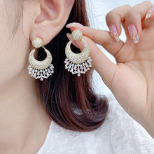 Load image into Gallery viewer, Jewelblings Bohemian Vintage Style Black Tone Opens Purple Round Tassel Earrings Designer Geometrical Jewelry
