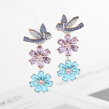 Load image into Gallery viewer, Jewelblings Chic Fashion Trio Tiered Bird Carry Daisy Flowers Drop Earrings Fancy Jewelry
