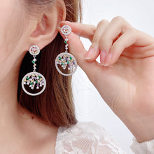 Load image into Gallery viewer, Jewelblings Designer Open Multi Color Stones Round Drop Earrings Prom Formal Affairs Geometrical Jewelry
