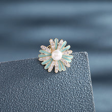 Load image into Gallery viewer, Jewelblings Pretty Pearl CZ Enamel Blue Yellow Daisy Flower Safety Pin
