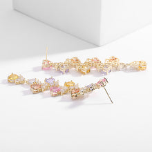 Load image into Gallery viewer, Jewelblings Pretty Colored Heart Shaped Stone Accent Leaf Vine Cascading Drop Earrings Garden Party Jewelry
