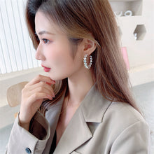 Load image into Gallery viewer, Jewelblings Romantic Style Blue Heart Cut CZ Hoop Earrings C Shaped Earrings Jewelry
