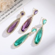 Load image into Gallery viewer, Jewelblings Classic Vintage Clear CZ Embellishment Green Pear and Long Teardrop Earrings for Women Accessory
