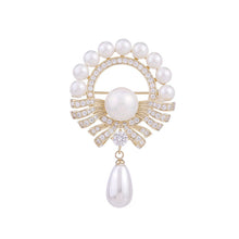 Load image into Gallery viewer, Jewelblings Dramatic Vintage Opens Circlet Round Mother of Pearl Drop Brooch Pin Wedding Jewelry
